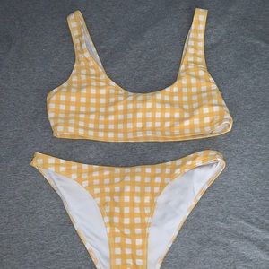 White & yellow checkered bikini